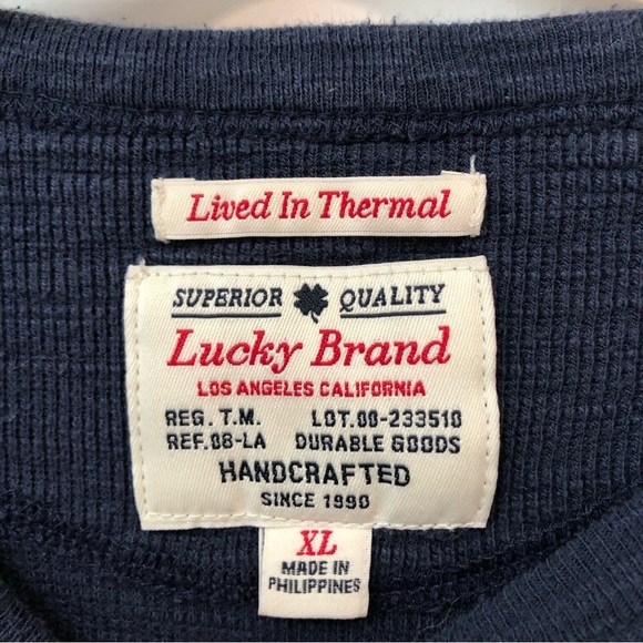 Lucky Brand Men's medium Blue Lived In Thermal Cotton Pullover Casual XL - Picture 2 of 8